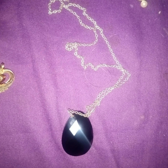 Black Onyx Teardrop Necklace - Picture 2 of 4